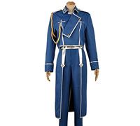 Anime Fullmetal Alchemist Cosplay Roy Mustang Costumes Military Uniform Suit Coat + Pants + Apron(XXL)