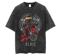 Anime Fullmetal Elric Alchemist T-Shirt Street Hip Hop Vintage Washed T-Shirt Edward Elric Cosplay