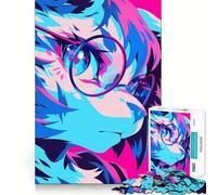 Anime Furry with Glasses Adults 1000 Pieces Puzzle Mental Fun Game Advanced Laser Cutting Tech Amusing Challenge for Waiting Time (50x75cm)