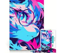 Anime Furry with Glasses Puzzle for Adults 1000 Pieces Memory Play Game Firm Fit Secure Assembly Meaningful Connection Building Game (38x26cm)