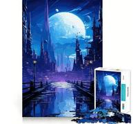 Anime Future City Jigsaw Puzzle 1000 Pieces Mental Focus Game Precision Cut Smooth Edges Absorbing Activity for Quiet Nights (38x26cm)