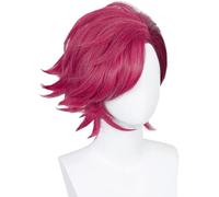 Anime Game Arcane Vi Cosplay Wig, The Piltover Enforcer Wig, Deep Rose Color Short Woman and Man Wigs, Role Play Halloween Party Dress Up Props Accessories Wigs With Wig Cap