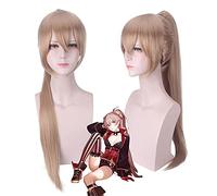 Anime Game Azur Lane Jean Bart Wig Cosplay Costume Brown Long Straight Heat Resistant Synthetic Hair Wigs With Claw Ponytail