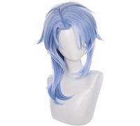 Anime Game Cosplay Genshin Impact Wig, Kamisato Ayato Wigs, Blue with Bangs Long Hair with Wig Cap, for Halloween, Party, Carnival, Nightlife