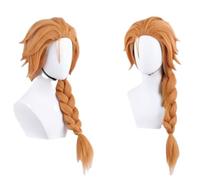 Anime Game Cosplay Skye Orange Wig Long Braid Ponytail Hair, Role Play Halloween Props Accessories