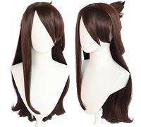 Anime Game Cosplay Wig for Genshin Impact Beidou, Women Long Straight Brown Hair Modeling Party Dress Up Wig, Heat Resistant Synthetic Hair No Tangle,No Shedding + Wig Cap