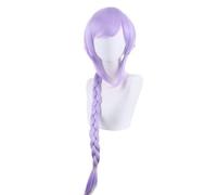 Anime Game Cosplay Wig for Genshin Impact Qiqi, Women Purple Bob Long Ponytail Hair Modeling Party Dress Up Wig, Heat Resistant Synthetic Hair + Wig Cap