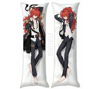 Anime Game Genshin Impact Male Diluc Hugging Body Pillow Cover, Double-Sided Printed 59" x 19" Dakimakura Peach Skin Pillowcase (Diluc)