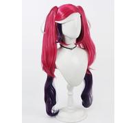 Anime Game Hazbin Hotel Velvet Cosplay Wig Long Double Ponytail Halloween Carnival Costume Party Wigs + Wig Cap