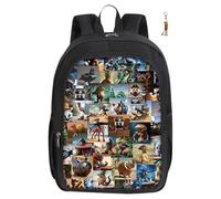 Anime Game Italian Backpack with Keychain,16in 3D Printed Cartoon Lunch Bag High Capacity Schoolbag Boy And Girl Schoolbag. (H)