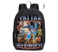 Anime Game Italian Backpack with Keychain,16in 3D Printed Cartoon Lunch Bag High Capacity Schoolbag Boy And Girl Schoolbag. (B)
