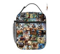 Anime Game Italian Lunch Bagwith Keychain,Cartoon Hedgehog Reusable Portable Lunch Bag Insulated Lunch Box Tote Leakproof Freezable Cooler. (B)
