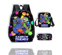 Anime Game Rainbow Friends School bag Set, Rainbow Friends Backpack 3 Piece, Includes Backpack, Shoulder Bag, Pencil Case, High Capacity Travel Rucksacks School Bags