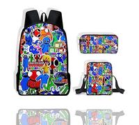 Anime Game Rainbow Friends School bag Set, Rainbow Friends Backpack 3 Piece, Includes Backpack, Shoulder Bag, Pencil Case, High Capacity Travel Rucksacks School Bags