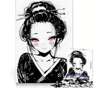 Anime Geisha Girl in Kimono Jigsaw for Teenagers 1000 Pieces Mind Exercise Soft Distraction Exact Cut (50x75cm)