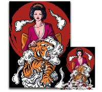 Anime Geisha Tiger 1000 Piece Jigsaw Puzzle Challenging Puzzles Challenging Brain Teaser Relaxing Toy for Teenagers 1000 PCS(75x50cm)