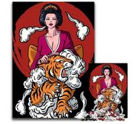 Anime Geisha Tiger Jigsaw Puzzles for Adults 1000 Challenging Puzzles Colorful Home Decor & Interactive Family Game 1000 PCS(38x26cm)