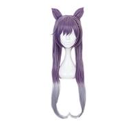 Anime Genshin Impact Keqing Purple Cosplay Wig With Ears Heat Resistant Synthetic Hair Halloween Costume Party Wigs Ponytails