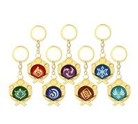 Anime Genshin Impact Vision Keychain - Eye of God Hydro Dendro Electro Geo Pyro Anemo Cryo Luminous Metal Key Chain Jewelry, Inazuma Set, Medium