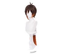 Anime Genshin Impact Zhongli Cosplay Wig 90cm Long Straight Ponytail Gradient Brown Heat Resistant Hair + Wig Cap