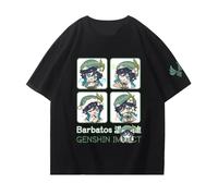 Anime Genshin Venti Impact T-Shirt Casual Basic Short Sleeve T-Shirt Barbatos Graphic Top
