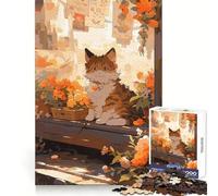 Anime Ginger Flower Cat Jigsaw Puzzle for Adults 1000 Pieces Memory Training Quiet Recreation Flawless Cut Holiday Treat (50x75cm)