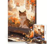 Anime Ginger Flower Cat Jigsaw Puzzles 1000 Pieces for Teenagers Sharp Memory Calm Leisure Neat Edges Festive Gift (38x26cm)
