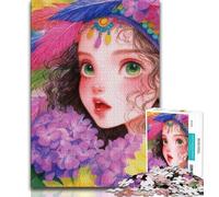 Anime Girl Adult Puzzles 1000 Pieces,Help The Brain Exercise Addictive Toys to Cultivate Patience Unique Challenge Game 38x26cm