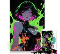 Anime Girl Adults 1000 Pieces Puzzle Mental Fun Game Advanced Laser Cutting Tech Amusing Challenge for Waiting Time (38x52cm)