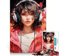 Anime Girl Ai Jigsaw Puzzle 1000 Pieces Mental Focus Game Precision Cut Smooth Edges Absorbing Activity for Quiet Nights (38x26cm)