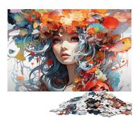 Anime Girl Among Mushrooms Jigsaw 1000 Piece Jigsaw Puzzle for Adults Educational Game Challenge Toy Secret Santa Gifts 1000pcs(38x26cm)