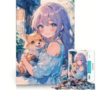 Anime Girl And Fox Kit 1000 Piece Jigsaws Creative Skill Toy Tight Lock No Loose Pieces Bonding Activity for Loved Ones (50x75cm)