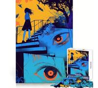 Anime Girl And Giant Eyes Adults Puzzles 1000 Piece Jigsaws Brain Development Leisure Activity Clean Join Joyful Xmas (50x75cm)