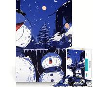 Anime Girl And Snowmen Adults 1000 Pieces Puzzle Mental Fun Game Advanced Laser Cutting Tech Amusing Challenge for Waiting Time (38x52cm)