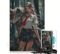 Anime Girl And The Wolf Jigsaw Puzzle 1000 Think Boost Game Tight Lock No Loose Pieces Interactive Brain Challenge for Home (50x75cm)