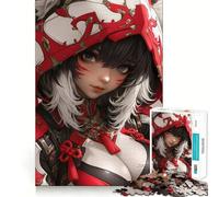 Anime Girl Armored Warrior Maiden Jigsaw Puzzle 1000 Piece Creative Skill Toy Clean Cut Sturdy Components Travel-friendly Brain Game Gift (38x52cm)
