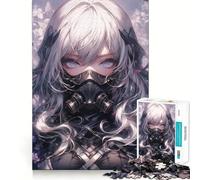 Anime Girl Assassin Jigsaw Puzzle 1000 Pieces Mental Focus Game Precision Cut Smooth Edges Absorbing Activity for Quiet Nights (38x52cm)