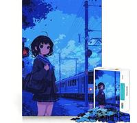 Anime Girl at Train Station Jigsaw 1000 Pieces for Teenagers Mind Boost Fun Zero Gap Captivating Leisure for Cozy Indoors (50x75cm)