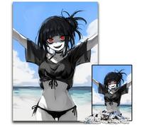 Anime Girl Beach Pose Jigsaw Puzzles for Adults 1000 Piece Paper Puzzles for Mother'S Day Birthdays Christmas 1000 PCS(38x26cm)
