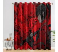 Anime Girl Blackout Curtains, Japanese Oriental Curtains for Bedroom Living Room, Window Treatments 72 Inch Drop, Eyelet Drapes, 46x72 Inch 2 Panels D&P12