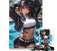 Anime Girl by The Pool 1000 Piece Teenager Puzzles Brain Boosting Play Tight Interlock No Gaps Relaxing Indoor Group Activity (38x26cm)