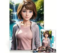 Anime Girl by Waterfall Jigsaw 1000 Pieces Memory Skill Fun Smooth Edge Perfect Interlock Fun-filled Way to Fill Empty Hours (38x26cm)