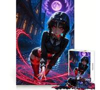 Anime Girl Casting Magic in Dark Alley Jigsaw 1000 Pieces for Adults Cognitive Recall Peaceful Escape Sharp Cut Seasonal Gift (38x52cm)