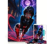 Anime Girl Casting Magic in Dark Alley Jigsaw Puzzles 1000 Mental Focus Game Precision Cut Smooth Edges Meaningful Connection Building Game (38x52cm)