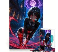 Anime Girl Casting Magic in Dark Alley Puzzle for Adults 1000 Pieces Memory Play Game Firm Fit Secure Assembly Meaningful Connection Building Game (38x26cm)