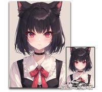 Anime Girl Cat Cute JigsawPuzzle 1000 Pieces for Adults Difficult Puzzles for Adults Brain Teaser & Home Decor Perfect 1000 PCS(38x26cm)
