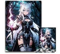 Anime Girl Cat Sorceress Jigsaw Puzzle 1000Pieces Impossible Jigsaw Puzzles for Adults Educational Toy for Teenagers Home Office Decor 1000 PCS(38x26cm)
