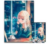 Anime Girl Coffee Kawaii 1000Piece Jigsaw Puzzle Paper Jigsaw Puzzles for Adults for Birthdays Holidays Best for Christmas 1000 PCS(38x26cm)