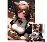 Anime Girl Coffee Time 1000 Piece Jigsaw Puzzles for Adults Jigsaw Mental Sharpness Quiet Enjoyment Smooth Edges Heartfelt Gift (38x52cm)
