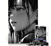 Anime Girl Crying in Rain 1000 Pieces Jigsaws Adults Puzzles Logic Practice Pleasant Leisure Clean Edges Perfect Present (38x26cm)